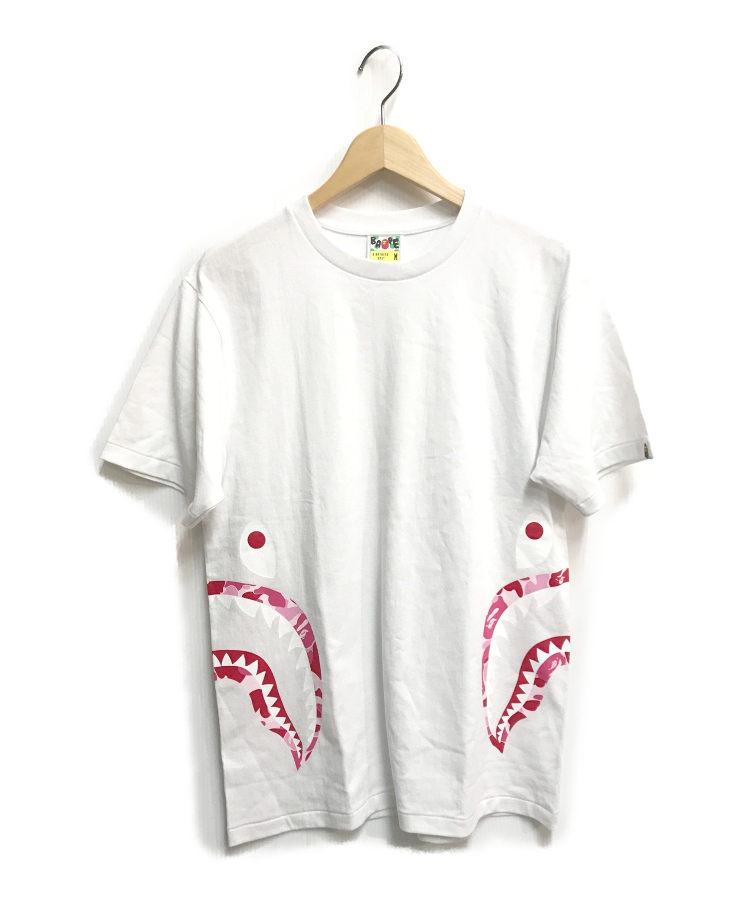A BATHING APE (エイプ) シャークプリントTシャツ ホワイト サイズ:M