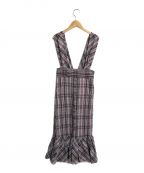 HER LIP TO（）の古着「Ruched Checked Jumper Dress」｜パープル