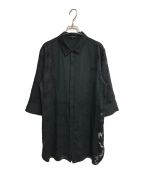 INDIVI（）の古着「【洗える】フラワージャカードシャツ」｜ブラック