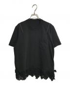 sacaiサカイ）の古着「Cotton Jersey x Lace T-Shirt」｜ブラック