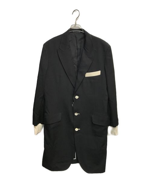 YOHJI YAMAMOTO（ヨウジヤマモト）YOHJI YAMAMOTO (ヨウジヤマモト) ウール縮絨コート ブラック×ホワイト サイズ:4の古着・服飾アイテム