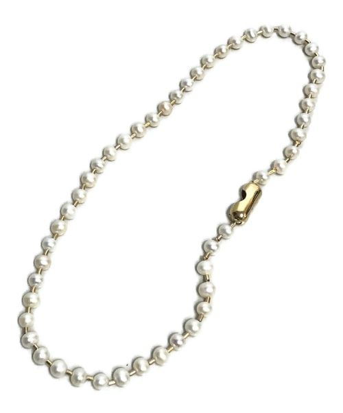H.P.FRANCE（アッシュペーフランス）H.P.FRANCE (アッシュペーフランス) freshwater pearl ball chain necklace ゴールド×ホワイトの古着・服飾アイテム