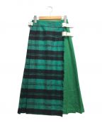 O'NEIL OF DUBLINオニールオブダブリン）の古着「ウールラップスカート」｜グリーン
