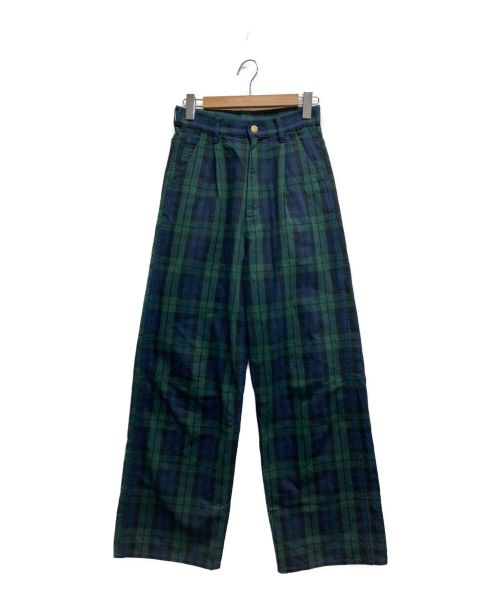holiday（ホリデー）holiday (ホリデー) TUCK CHECK PANTS グリーン サイズ:1の古着・服飾アイテム