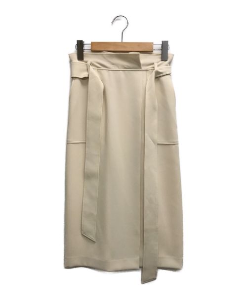 NOLLEY'S sophi（ノーリーズソフィー）NOLLEY'S sophi (ノーリーズソフィー) リボン付きラップ風スカート アイボリー サイズ:36の古着・服飾アイテム