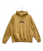 stussyステューシー）の古着「STOCK LOGO EMBROIDERED HOODIE」｜イエロー×パープル