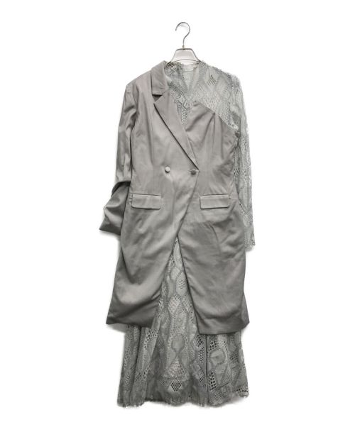 Ameri（アメリ）AMERI (アメリ) UND SUIT DOCKING LACE DRESS グレー サイズ:Mの古着・服飾アイテム