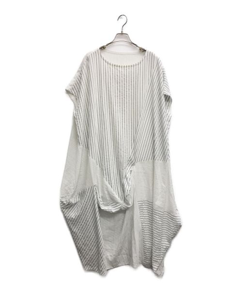 芽風（メフウ）芽風 (メフウ) ストライプシャツワンピース ホワイト サイズ:38の古着・服飾アイテム