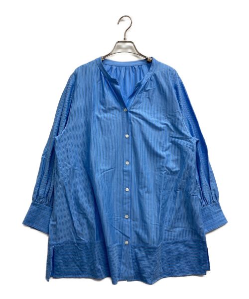 自由区（ジユウク）自由区 (ジユウク) 46Gジャージー チュニック丈ブラウス ブルー サイズ:44の古着・服飾アイテム