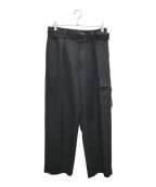 CULLNIクルニ）の古着「Chambray Twill Patch Pocket Wide Pants/チャンブレイツイルパッチポケットワイドパンツ」｜ブラック