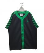 adidasアディダス）の古着「カラー クラシックス+ 半袖シャツ」｜ブラック×グリーン