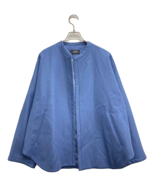 LOEFF（ロエフ）LOEFF (ロエフ) メルトンウールポンチョジャケット ブルーの古着・服飾アイテム