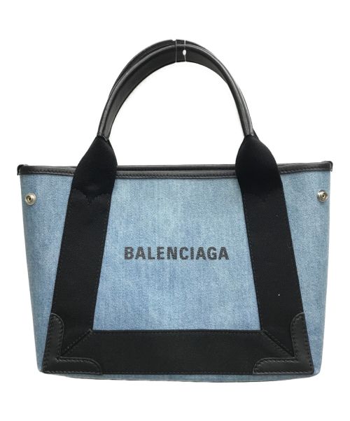 BALENCIAGA（バレンシアガ）BALENCIAGA (バレンシアガ) カーフレザーポーチ付きバッグ インディゴ×ブラックの古着・服飾アイテム