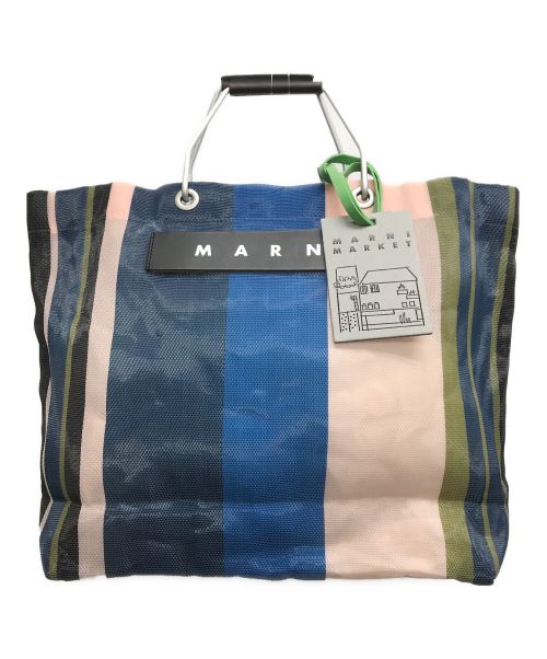 MARNI（マルニ）MARNI (マルニ) フラワーカフェトートバッグ ピンク×ネイビーの古着・服飾アイテム