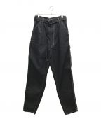 doubletダブレット）の古着「HEAVY TWILL HIGH WAIST WIDE TAPERED TROUSERS」｜ブラック