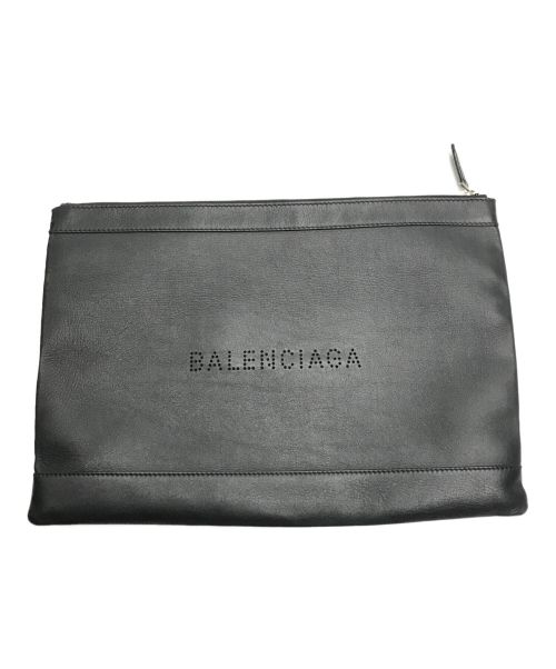 BALENCIAGA（バレンシアガ）BALENCIAGA (バレンシアガ) パンチングロゴセカンドバッグ ブラックの古着・服飾アイテム