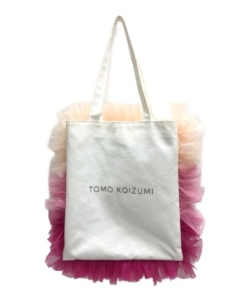 TOMO KOIZUMI（トモコイズミ）TOMO KOIZUMI (トモコイズミ) フリルトートバッグ ピンク×ホワイトの古着・服飾アイテム