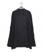 COMOLIコモリ）の古着「レーヨンオープンカラーシャツ」｜ブラック