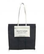 beautiful peopleビューティフルピープル）の古着「lining logo pocket tote bag」｜ブラック×ホワイト