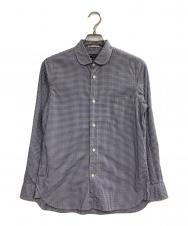 COMME des GARCONS HOMME (コムデギャルソン オム) THOMAS MASON (トーマスメイソン) ラウンドカラーチェックシャツ ブルー サイズ:XS