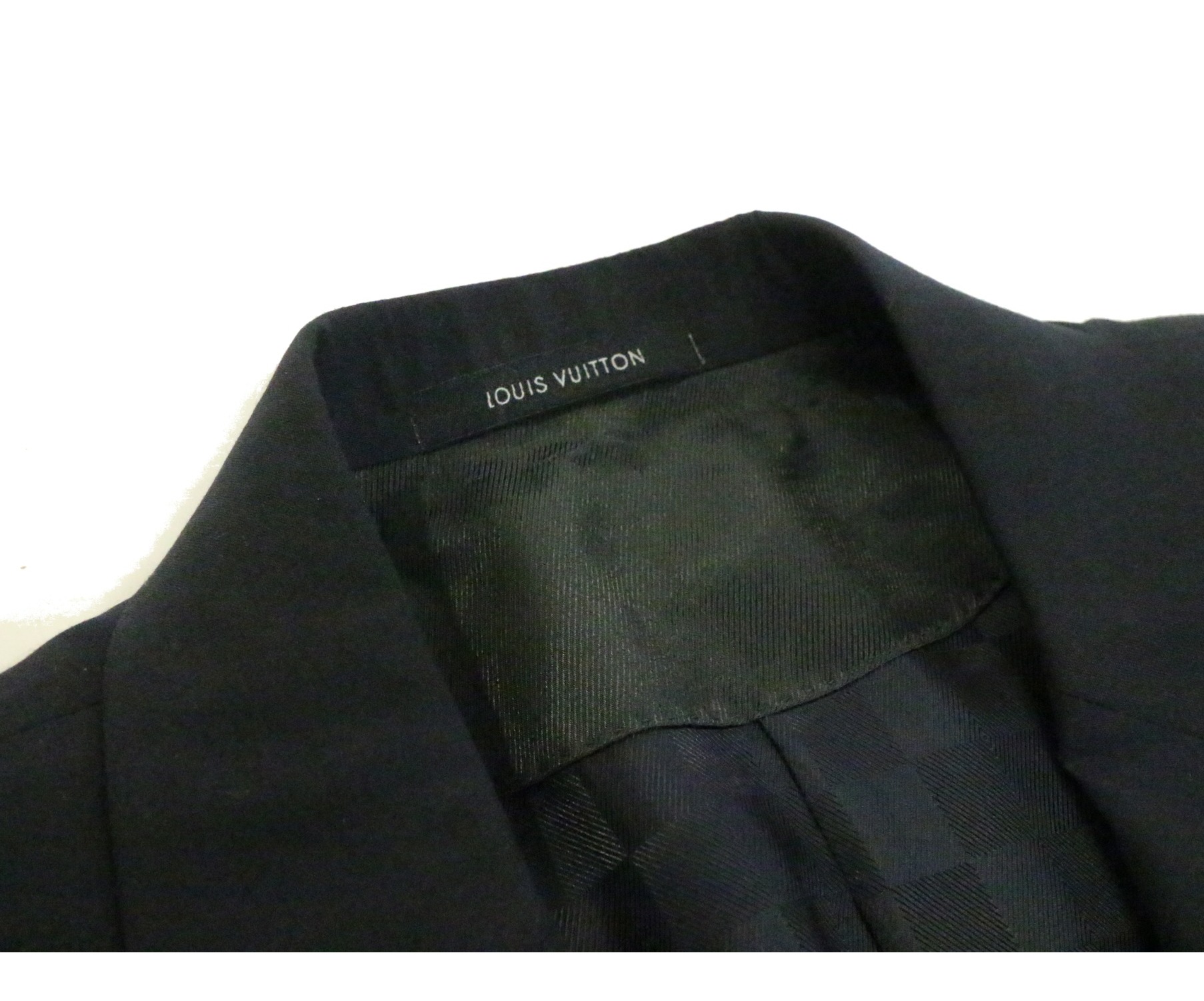 LOUIS VUITTON (ルイヴィトン) テーラードジャケット ブラック サイズ:52 ITALY製 裏地ダミエ柄