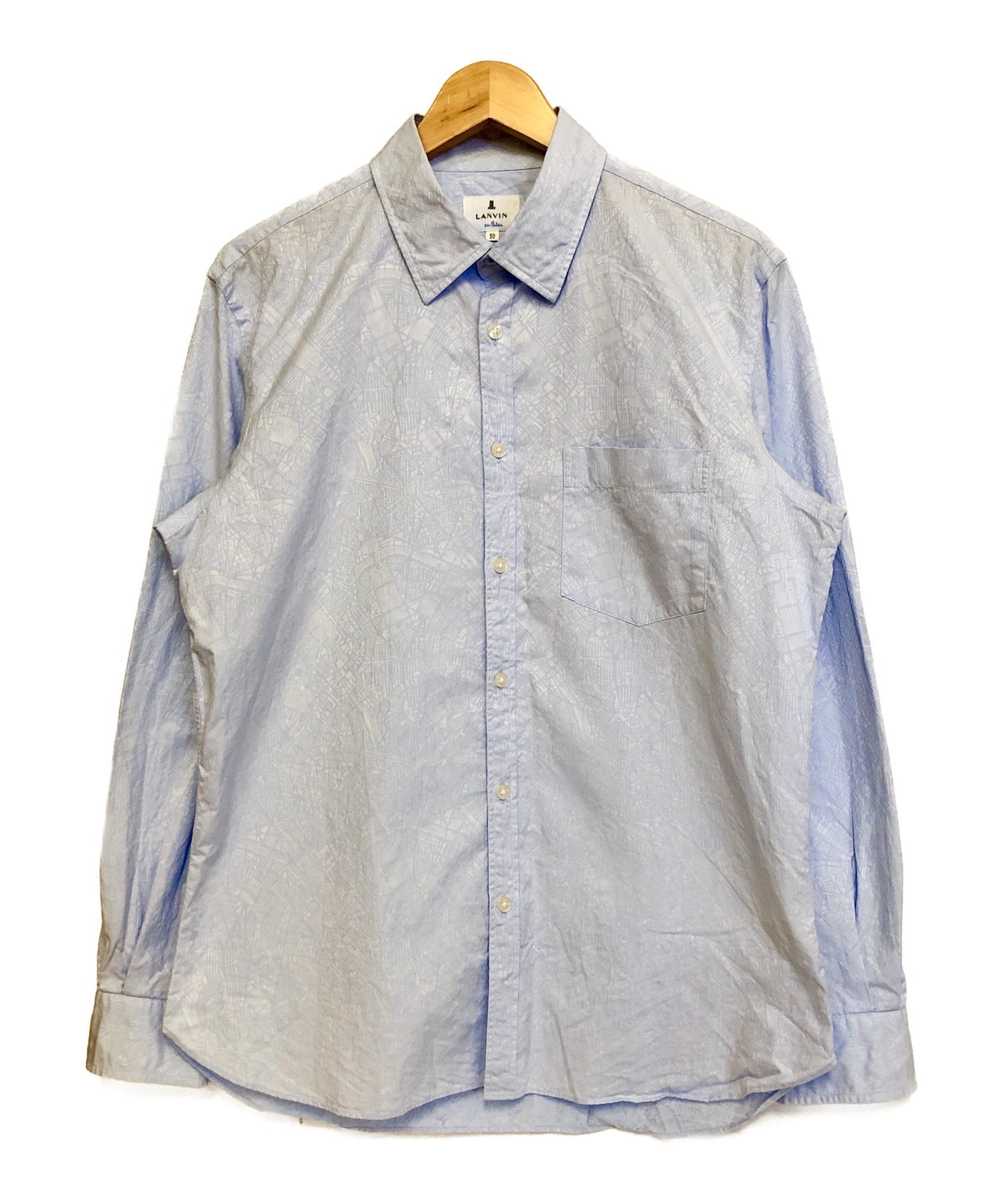 LANVIN en Bleu (ランバンオンブルー) 130周年記念 オリジナルカラーシャツ ブルー サイズ:50