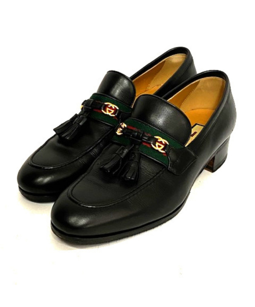 中古 古着通販 Gucci グッチ Parida レザーローファー ブラック サイズ 51 2 aw 新作 ウェブ インターロッキングg付モカシン ブランド 古着通販 トレファク公式 Trefac Fashion