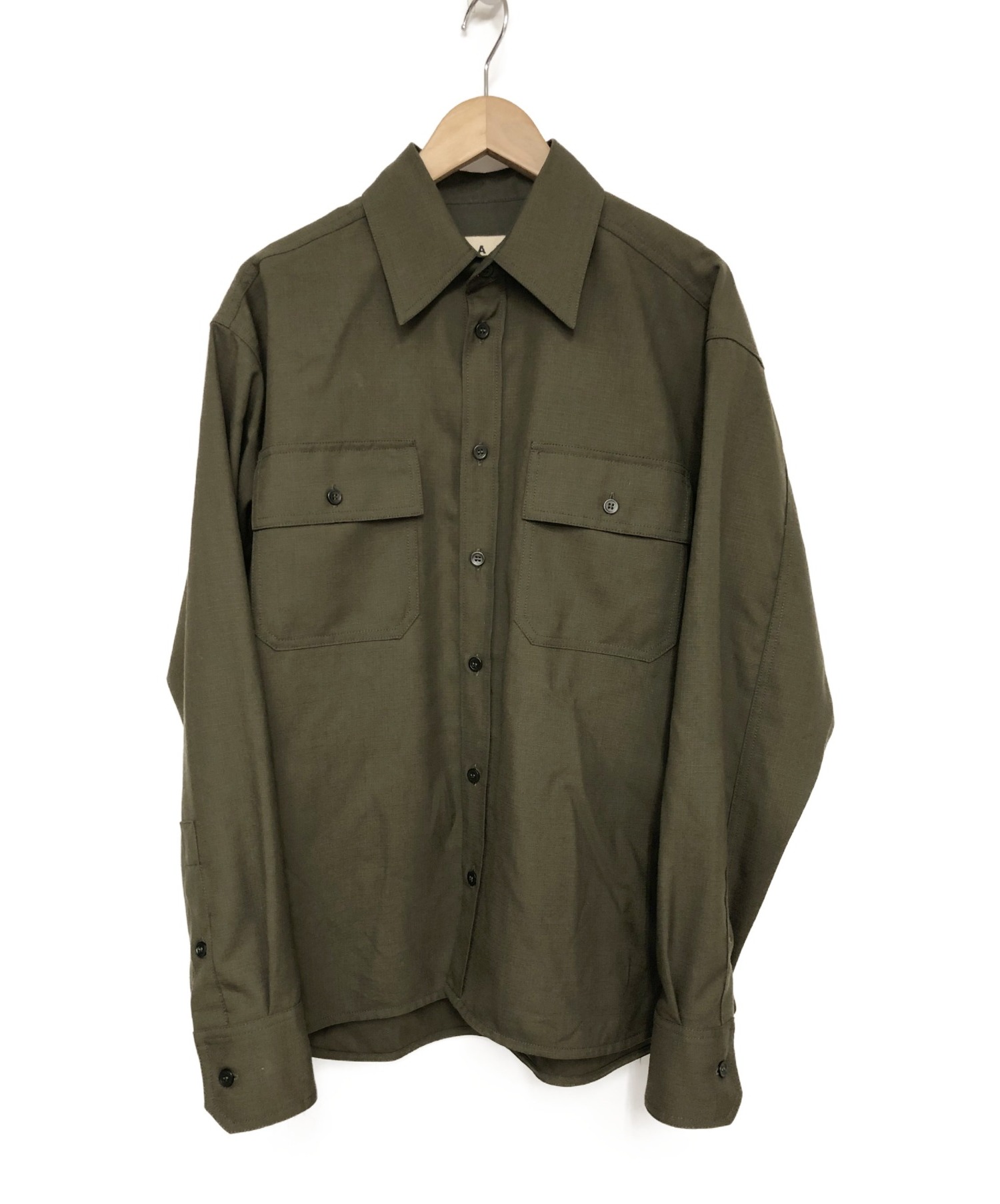 【中古・古着通販】MARNI (マルニ) ウールパッチポケットシャツ グリーン サイズ:46 wool patch pocket shirt
