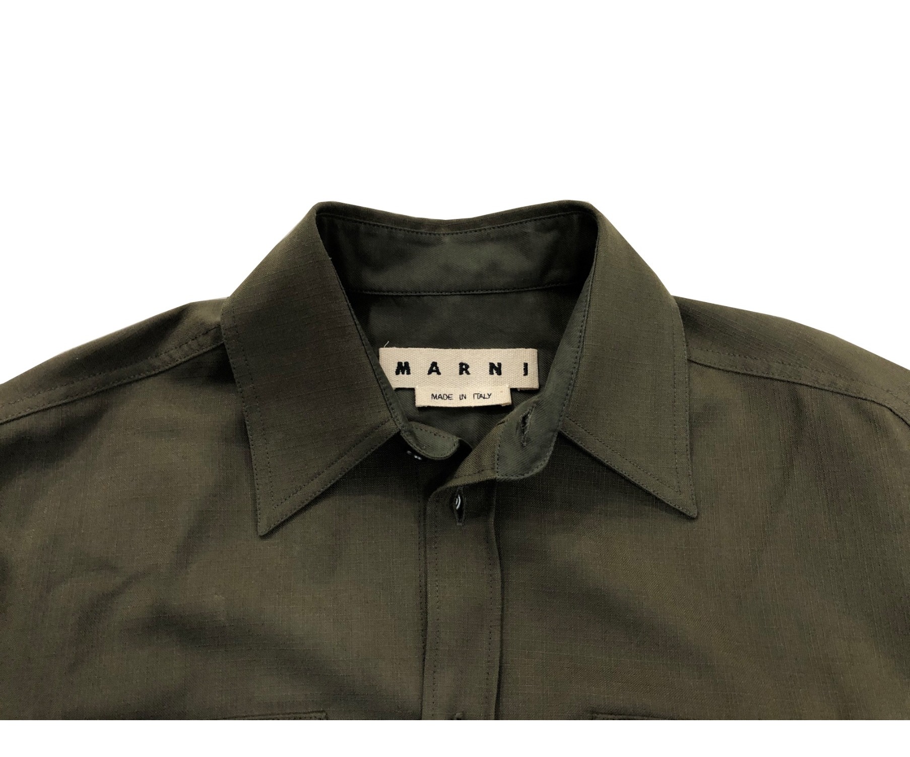 MARNI (マルニ) ウールパッチポケットシャツ グリーン サイズ:46 wool patch pocket shirt　 CUMU0149A0S52744 20SS
