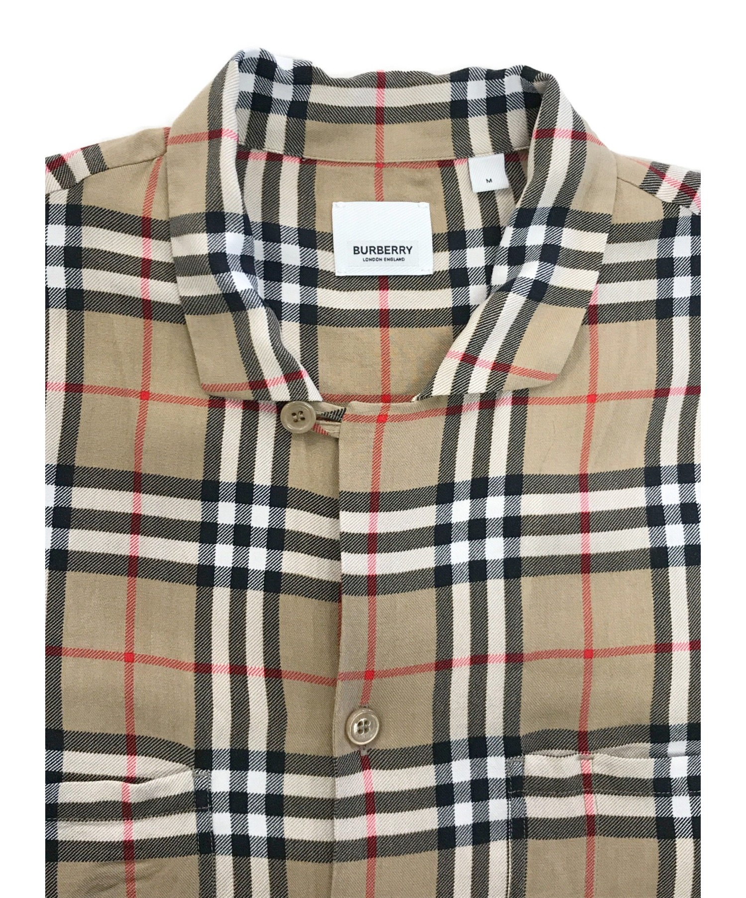 BURBERRY (バーバリー) ヴィンテージチェックオープンカラーシャツ ベージュ サイズ:M 8025821 VINTAGE CHECK Shirt