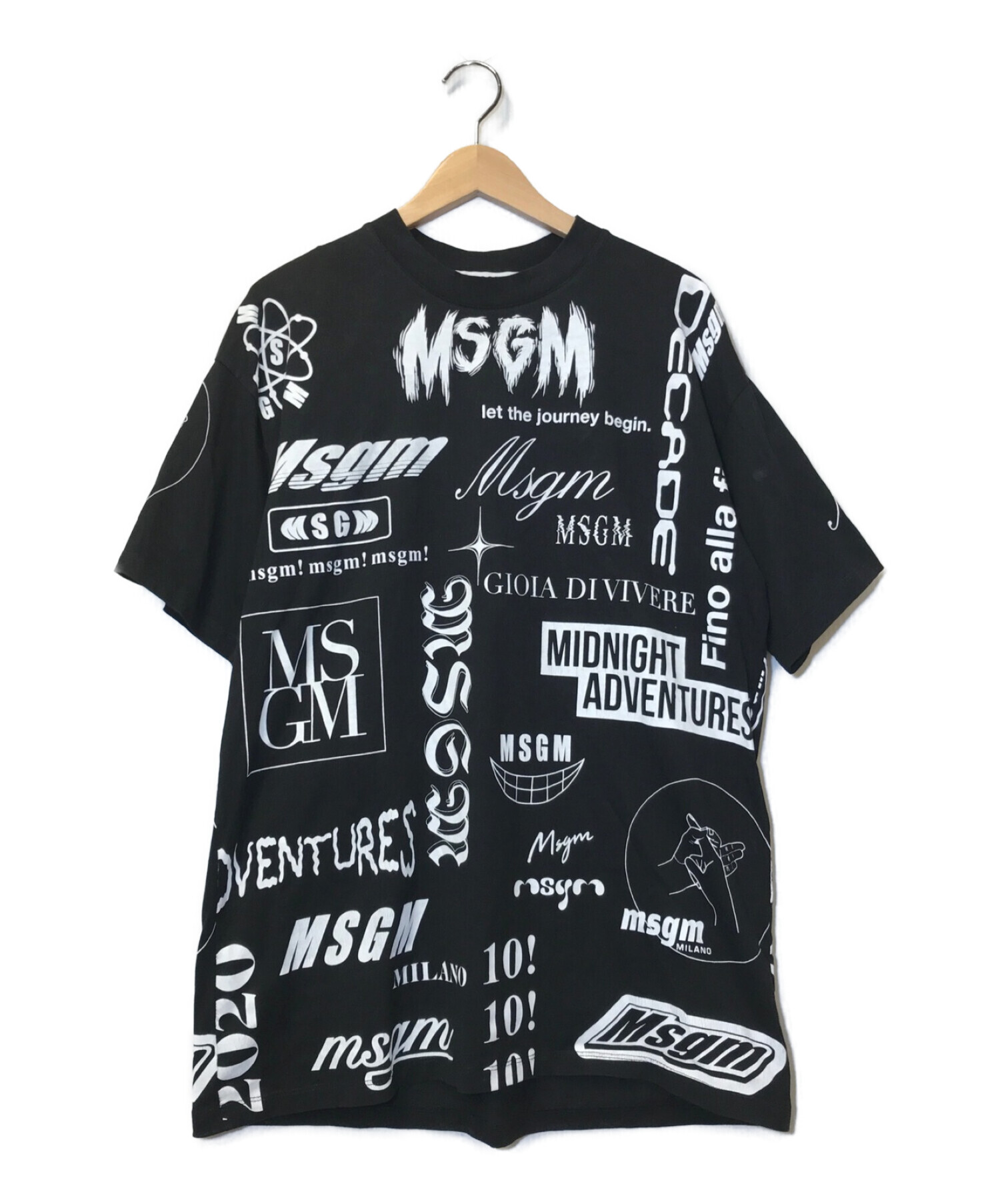 MSGM (エムエスジーエム) ロゴプリントTシャツ ブラック サイズ:S