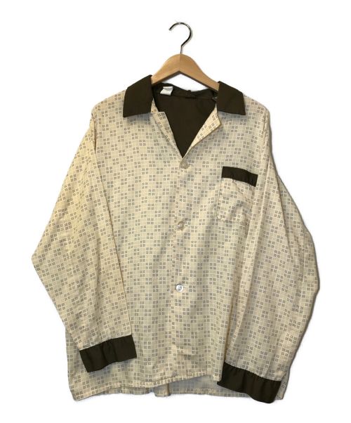 B.V.D（ビーブイディー）B.V.D (ビーブイディー) [OLD]ヴィンテージクレリックオープンカラーシャツ イエロー×カーキ サイズ:LARGEの古着・服飾アイテム