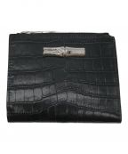 LONGCHAMP（ロンシャン）の古着「型押し2つ折り財布」｜ブラック