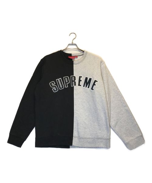 SUPREME（シュプリーム）SUPREME (シュプリーム) スプリットクルーネックスウェットシャツ ブラック×グレー サイズ:Mの古着・服飾アイテム
