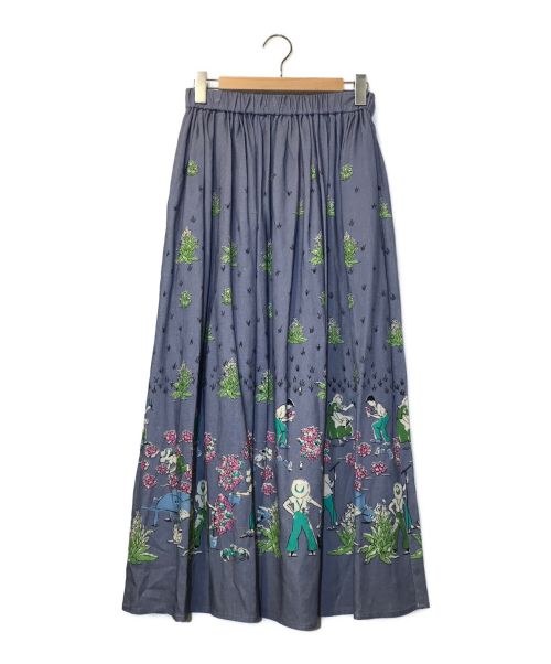 BEARDSLEY（ビアズリー）BEARDSLEY (ビアズリー) ガーデンプリントスカート パープル サイズ:Fの古着・服飾アイテム