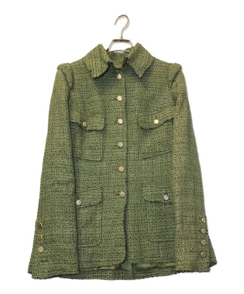 CHANEL（シャネル）CHANEL (シャネル) シルクコットンツイードジャケット グリーン サイズ:42の古着・服飾アイテム