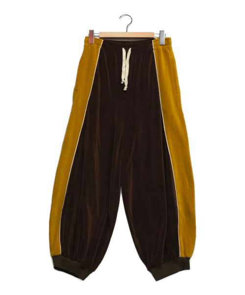 GUCCI（グッチ）GUCCI (グッチ) シェニールハーレムスタイルワイドパンツ ブラウン×イエロー サイズ:XSの古着・服飾アイテム
