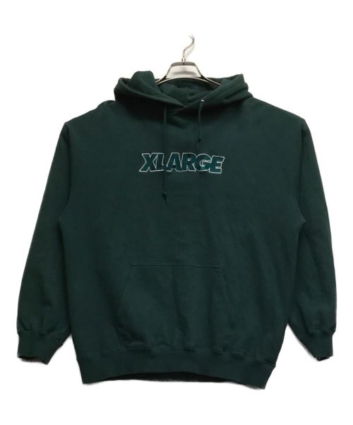 X-LARGE（エクストララージ）X-LARGE (エクストララージ) スタンダードロゴプルオーバーフーデッドスウェット グリーン サイズ:Mの古着・服飾アイテム