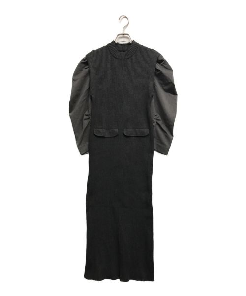 Ameri（アメリ）Ameri (アメリ) ジャケットライクニットドレス グレー サイズ:Sの古着・服飾アイテム