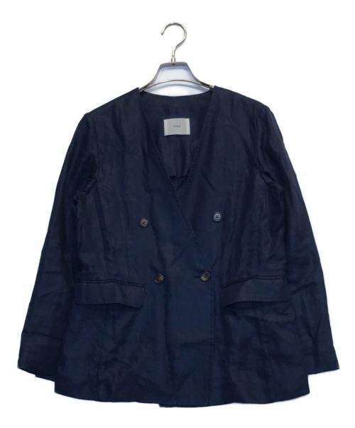 IENA（イエナ）IENA (イエナ) リネンVネックジャケット ネイビー サイズ:Sの古着・服飾アイテム