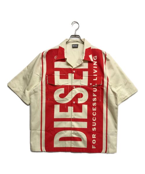 DIESEL（ディーゼル）DIESEL (ディーゼル) プリントショートスリーブーシャツ アイボリー サイズ:Lの古着・服飾アイテム