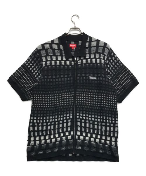 SUPREME（シュプリーム）SUPREME (シュプリーム) グラデーション ニット ジップ ポロシャツ ブラック サイズ:Lの古着・服飾アイテム