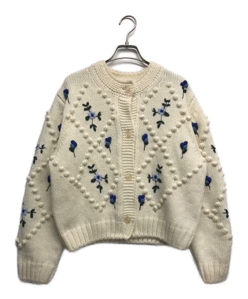 furfur（ファーファー）furfur (ファーファー) 玉編み刺繍カーディガン アイボリー サイズ:ONE SIZEの古着・服飾アイテム