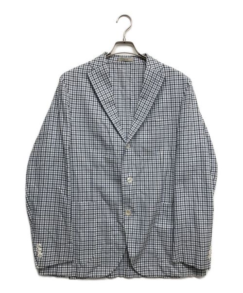 BOGLIOLI（ボリオリ）BOGLIOLI (ボリオリ) ギンガムチェックテーラードジャケット ブルー サイズ:52の古着・服飾アイテム