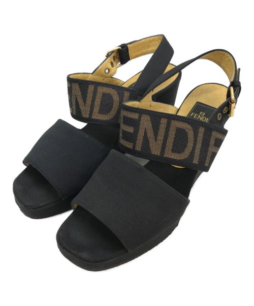 FENDI（フェンディ）FENDI (フェンディ) ロゴベルトストラップサンダル ブラック サイズ:記載無の古着・服飾アイテム