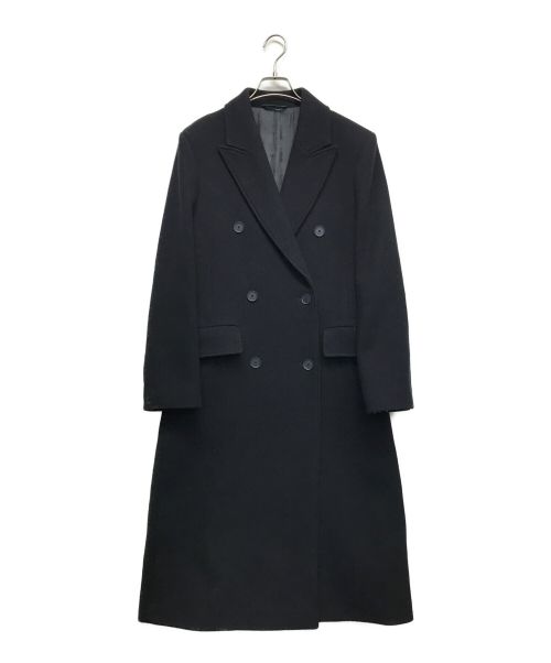 LACOSTE（ラコステ）LACOSTE (ラコステ) ダブルブレスト シェブロン ロング ウール ブレンド コート ネイビー サイズ:38の古着・服飾アイテム