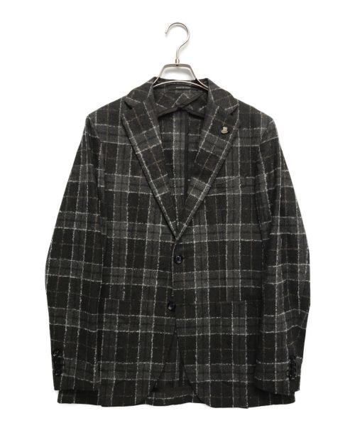TAGLIATORE（タリアトーレ）TAGLIATORE (タリアトーレ) ウールチェックテーラードジャケット ブラウン サイズ:44の古着・服飾アイテム
