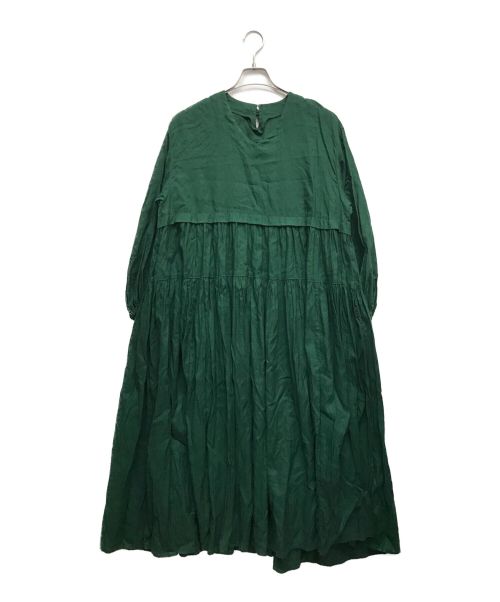 nest Robe（ネストローブ）nest Robe (ネストローブ) ギャザーティアード ワンピース グリーン サイズ:Fの古着・服飾アイテム