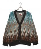 MAISON SPECIALメゾンスペシャル）の古着「Airy Mohair Argyle Prime-Over V-Neck Knit Cardigan」｜ブラウン
