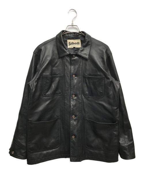 Schott（ショット）Schott (ショット) カバーオールレザージャケット ブラック サイズ:Lの古着・服飾アイテム